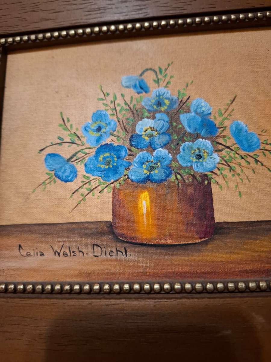 2 x Lovely Celia Walsh Diehl still life paintings(no glass)