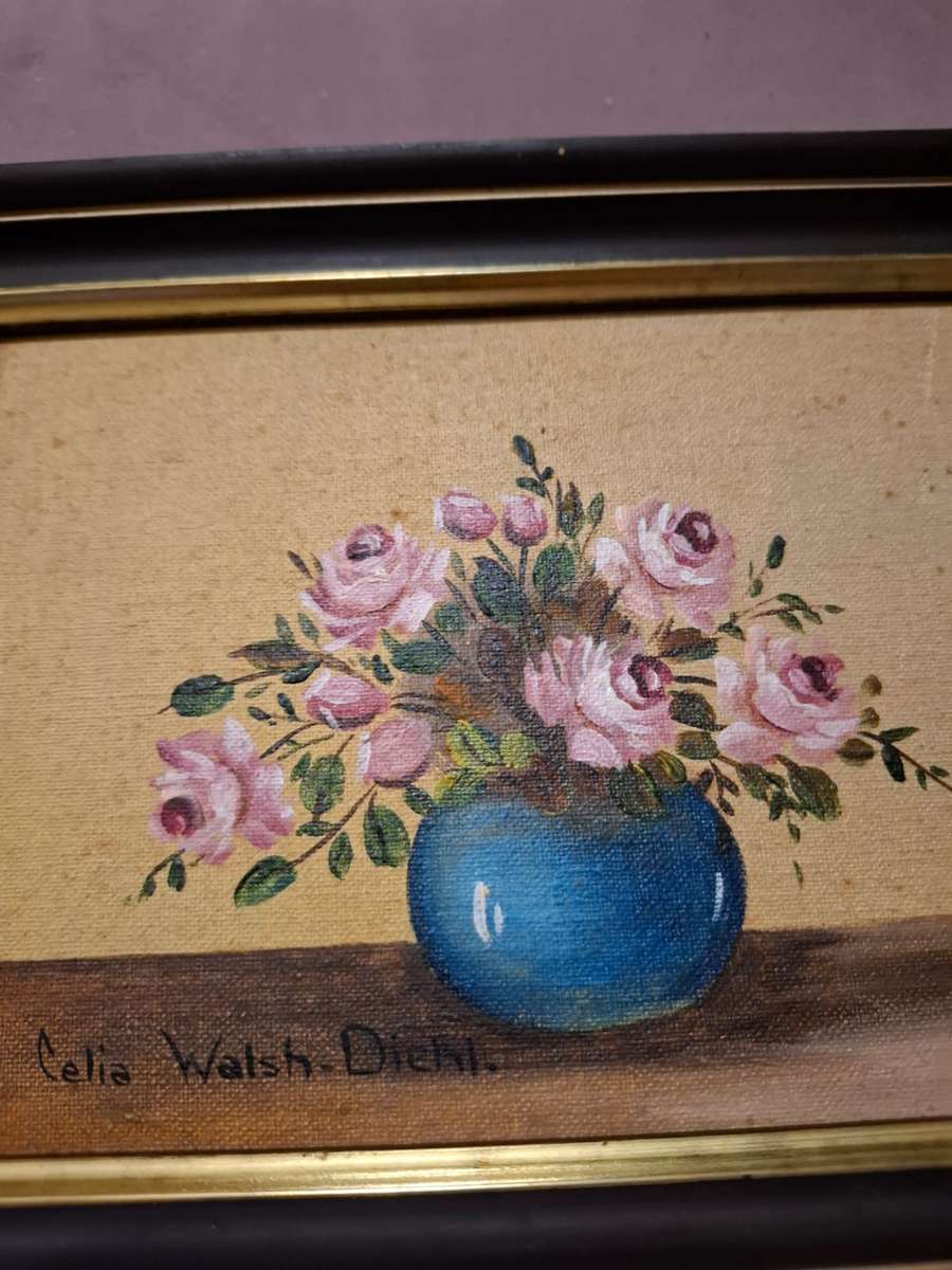 2 x Lovely Celia Walsh Diehl still life paintings(no glass)