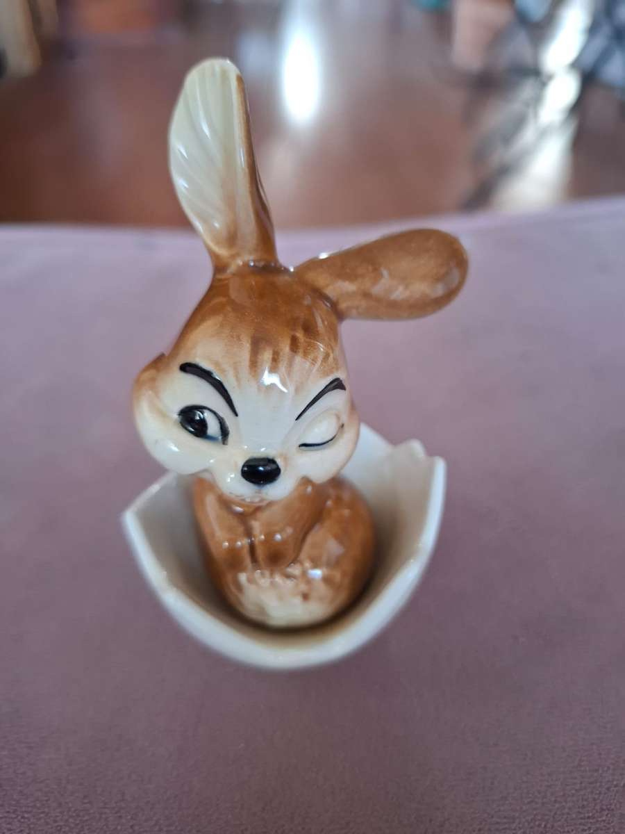 Vintage Goebel Winking Easter Bunny in Egg Shell Ceramic