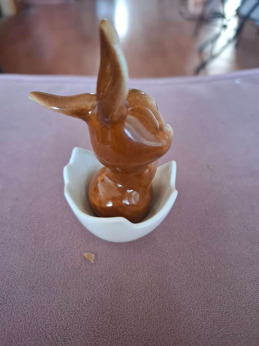 Vintage Goebel Winking Easter Bunny in Egg Shell Ceramic