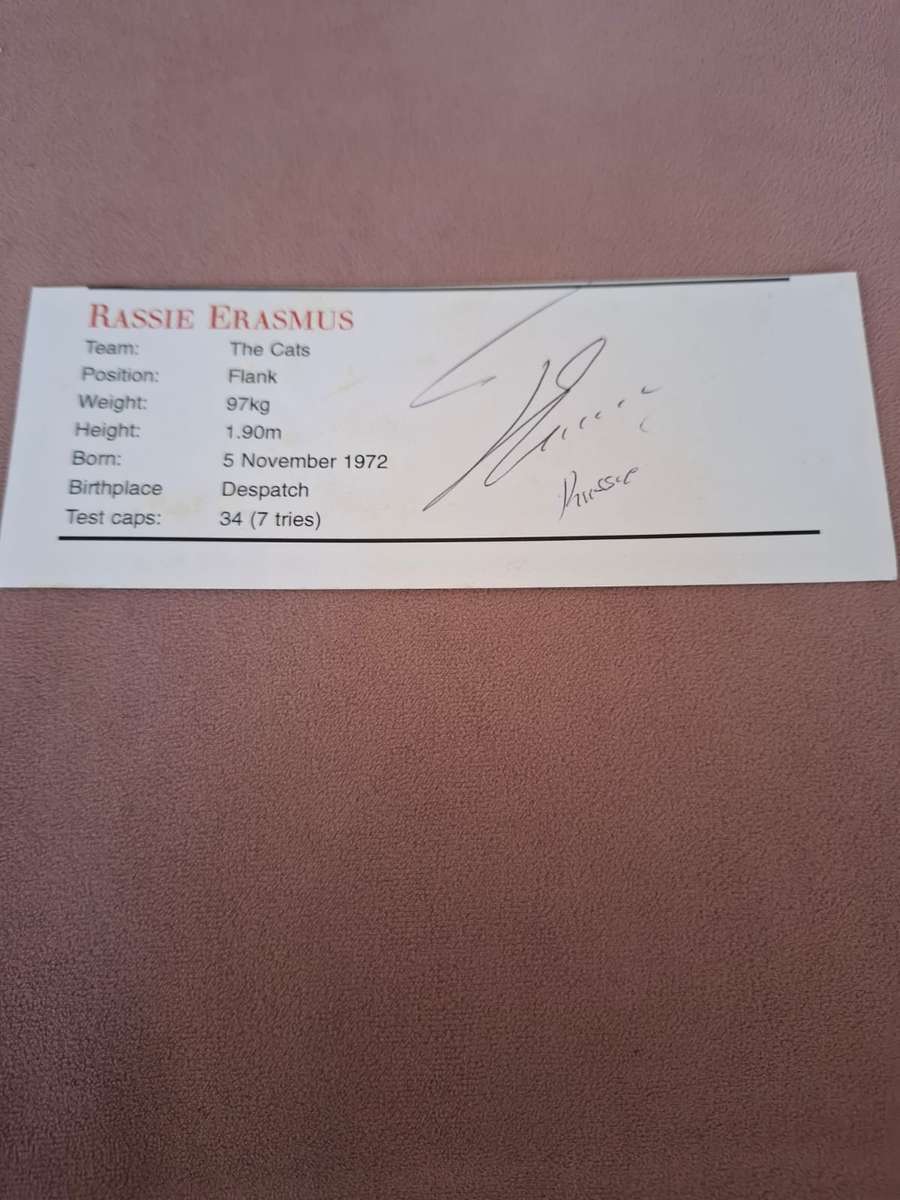 Rugby, Rassie Erasmus, original autograph