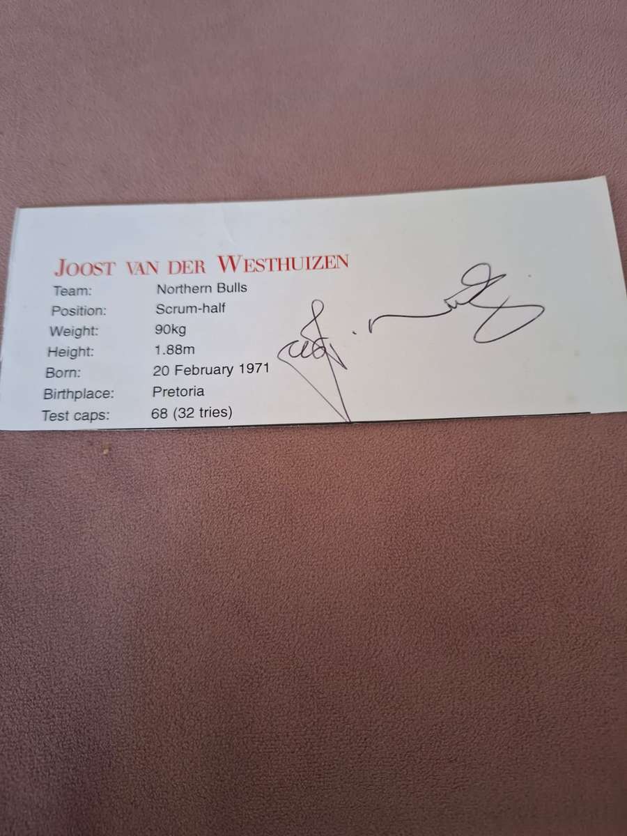 Rugby, Joost van der Westhuizen original autograph