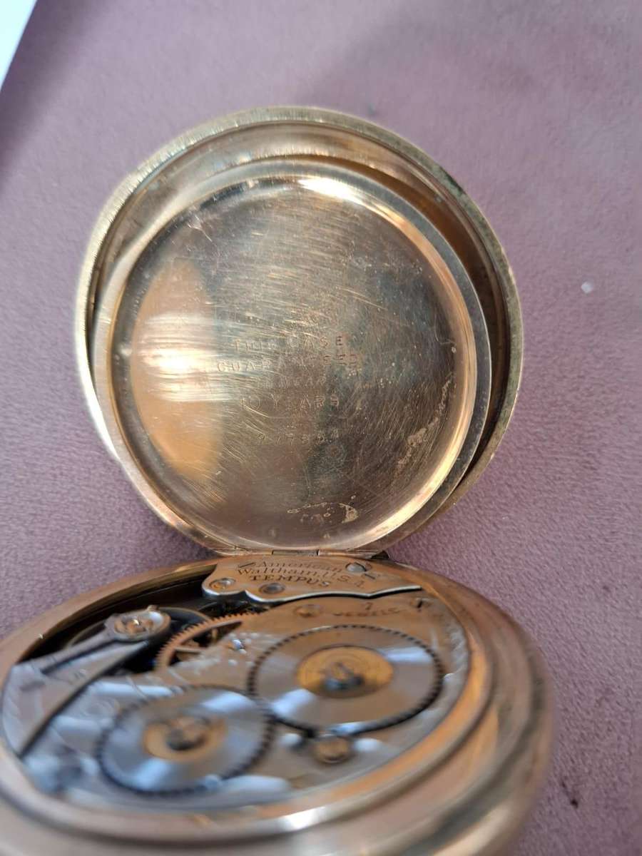 Waltham gold plated open face pocket watch, serial no 1977853, "The Russel model"
