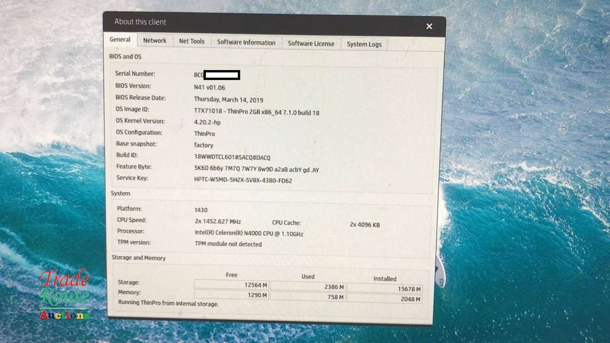 HP T430 Thin Client Computer Intel Celeron N4020 2GB 16GB DP+HDMI ThinPro 3VL60AA