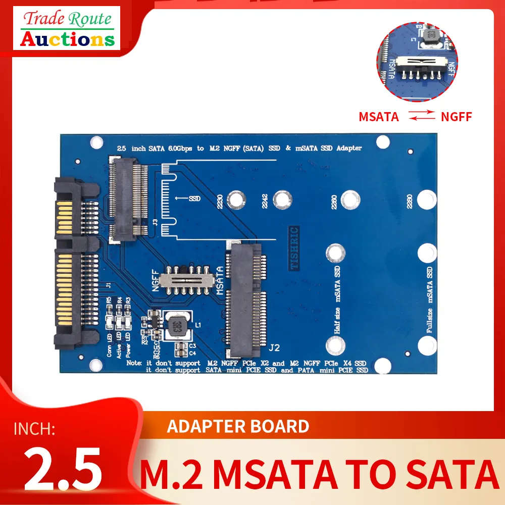 M.2 NGFF SSD or mSATA SSD to SATA III 7+15 Pin Adapter 2 in 1 Converter Card