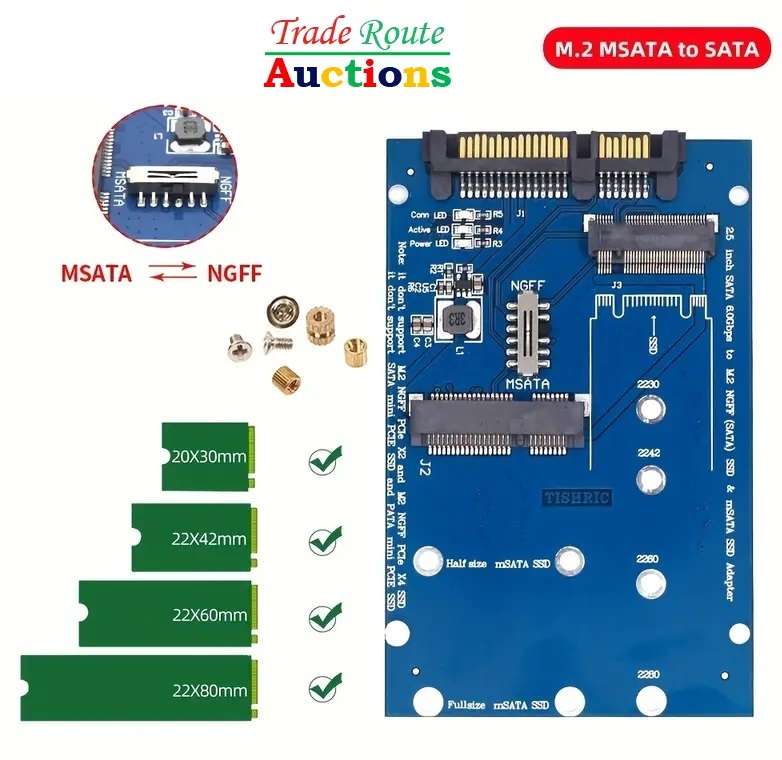 M.2 NGFF SSD or mSATA SSD to SATA III 7+15 Pin Adapter 2 in 1 Converter Card