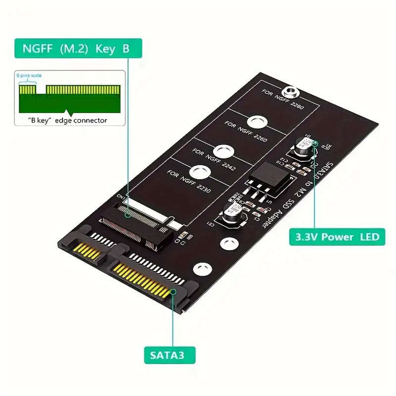 NGFF M.2 B-Key SSD to SATA III Adapter Converter Card