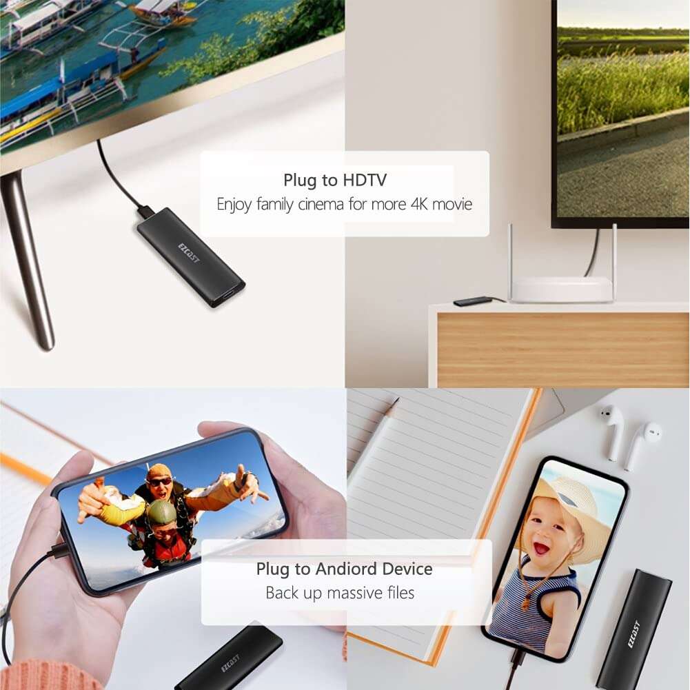 M.2 NVME Portable SSD Enclosure USB 2.1 GEN2 to PCI-E Gen 3X2 EZCast