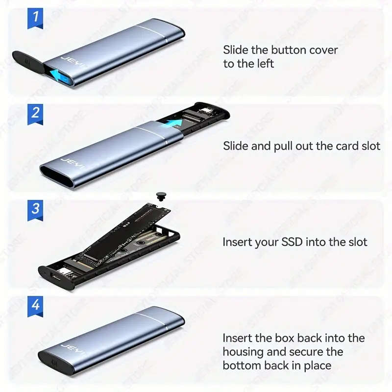 M.2 NVME Portable SSD Enclosure Adapter Aluminum case 10 Gbps USB 3.2 Gen 2