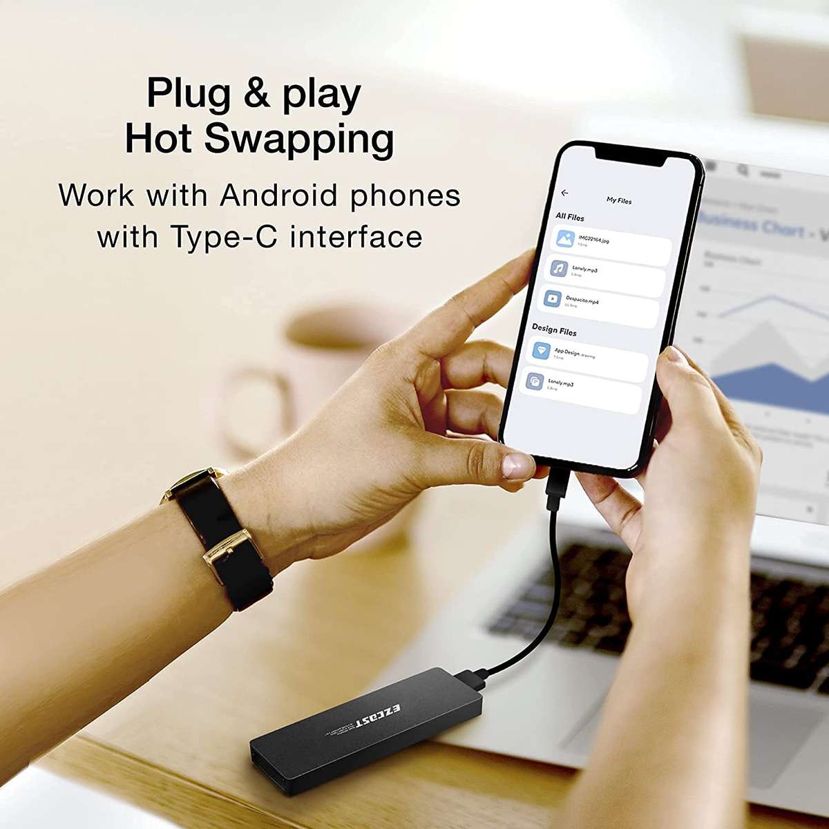 M.2 NVME Portable SSD Enclosure USB 2.1 GEN2 to PCI-E Gen 3X2 EZCast