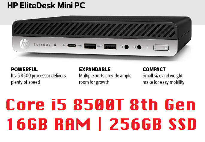 HP EliteDesk 800 G4 | 16GB RAM | 256GB SSD | Core i5 8500T 8th Gen Processor Mini PC
