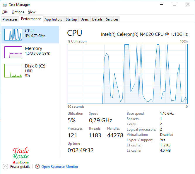 HP Laptop 15-dw1xxx 15 inch | Intel Celeron N4020 1.1GHz |  4GB RAM | 500GB HDD | LAPTOP
