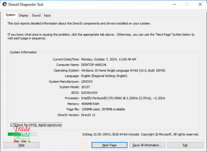 Lenovo G580 Laptop 20157 - 4GB RAM - 1TB HDD - Faulty Keyboard - Salvage Stock