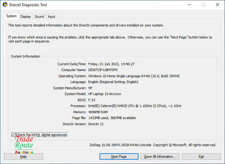 HP Laptop 15-dw1xxx 15 inch | Intel Celeron N4020 1.1GHz |  4GB RAM | 500GB HDD | LAPTOP