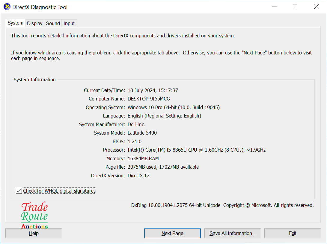 DELL LATITUDE 5400 LAPTOP | CORE i5 8365U 8th Gen 16GB RAM 256GB SSD - Trackpad Left Button Faulty
