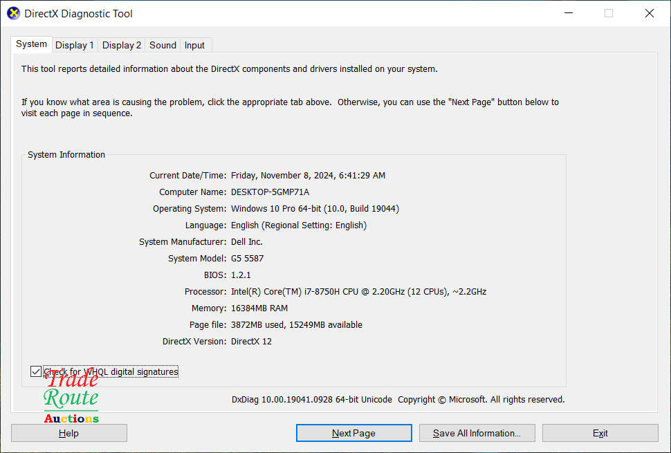 Dell Inspiron G5 15 5587 Gaming Laptop Core i7-8750H 16GB GTX 1050 Ti - Hinge / Screen mount Damaged
