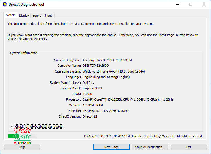 Dell INSPIRON 15 3593 15.6inch LAPTOP | Intel Core i5 1035G1 10th Gen | 16GB RAM | 1TB HDD