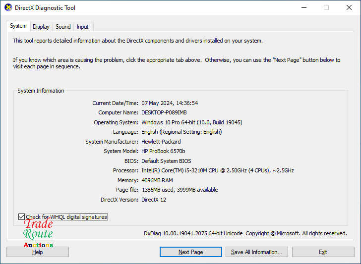 HP PROBOOK 6570b 15.6 Inch Laptop  | CORE i5 3210M 2.5GHZ | 4GB RAM | 250GB SSD
