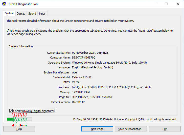 Acer Extensa Laptop | Core i3 1005g1 10TH GEN | 12GB RAM | 1TB HDD - HINGE BROKEN SALVAGE FOR REPAIR