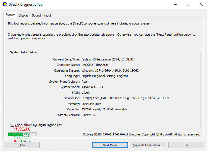 Acer Aspire 3 A315-53 15.6inch Laptop | Core i5 8250U 8th Gen 1.6GHz | 20GB RAM | 240GB SSD