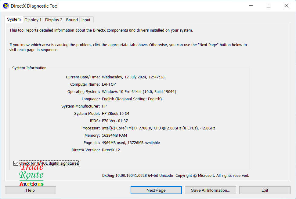 HP ZBook 15 G4 15.6inch Laptop ENGINEERING | Core i7 7700HQ 2.9Ghz | 16GB RAM | 256GBSSD + 1TB HDD