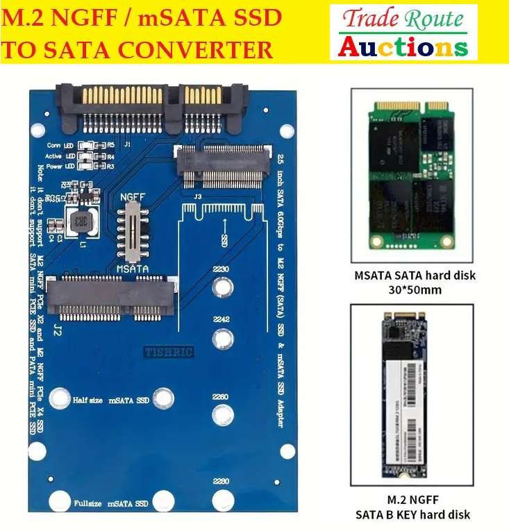 M.2 NGFF SSD or mSATA SSD to SATA III 7+15 Pin Adapter 2 in 1 Converter Card