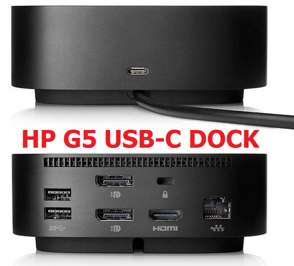 HP USB-C G5 Essential Docking Station - 8-in-1 Adapter for USB-C Thunderbolt-Enabled Laptops PCs