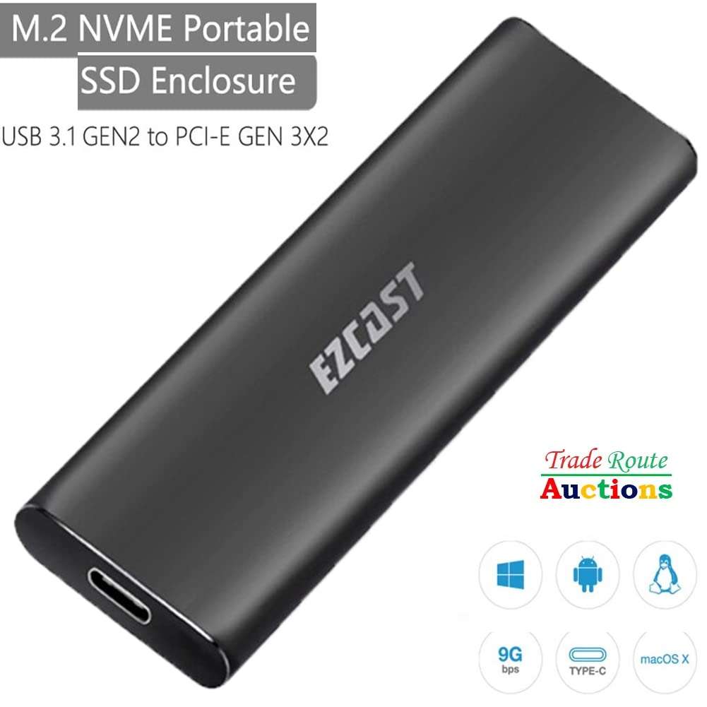 M.2 NVME Portable SSD Enclosure USB 2.1 GEN2 to PCI-E Gen 3X2 EZCast