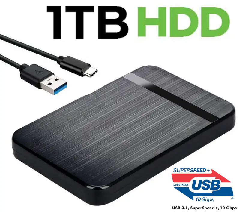 1 TB Seagate HDD with USB-C 3.1 External Case (1000 GB)