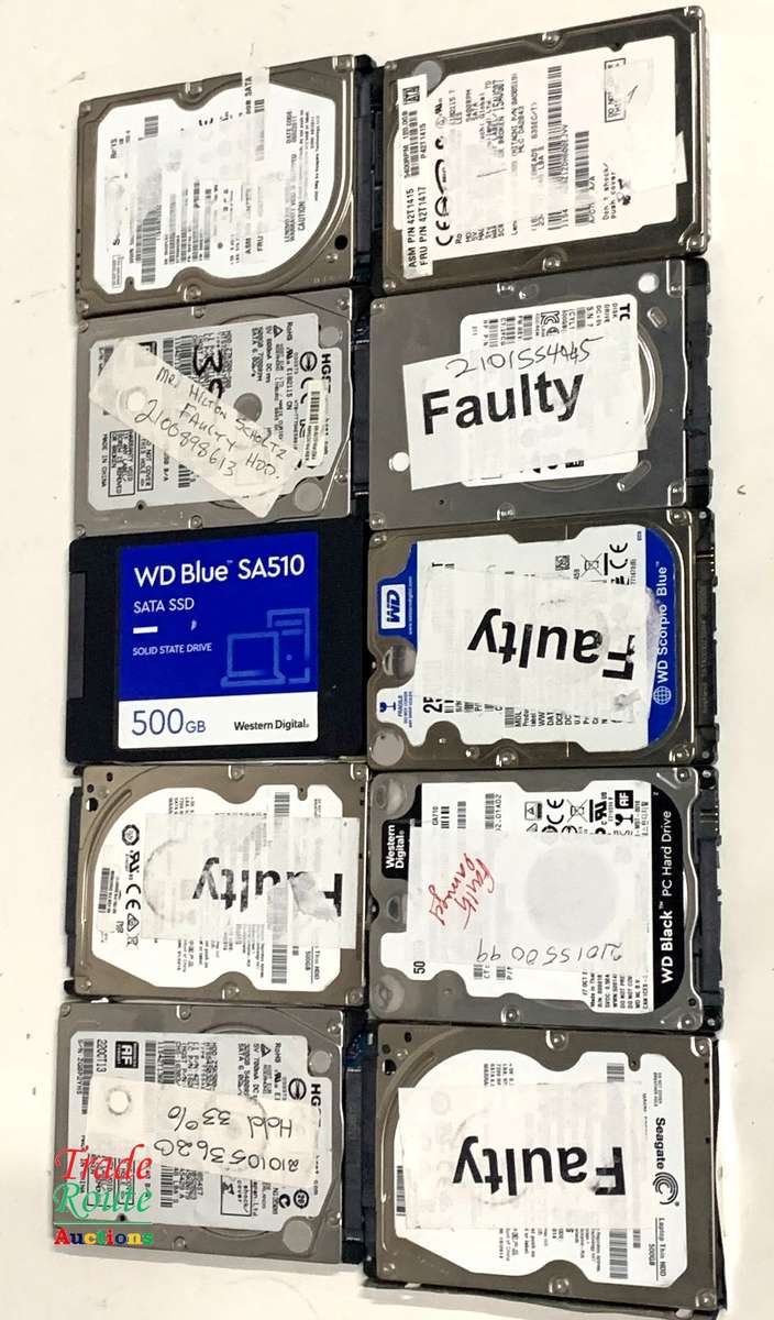 10 X HDD SSD LOT  - Salvage Stock - 1 bid gets all 10 - for Spares