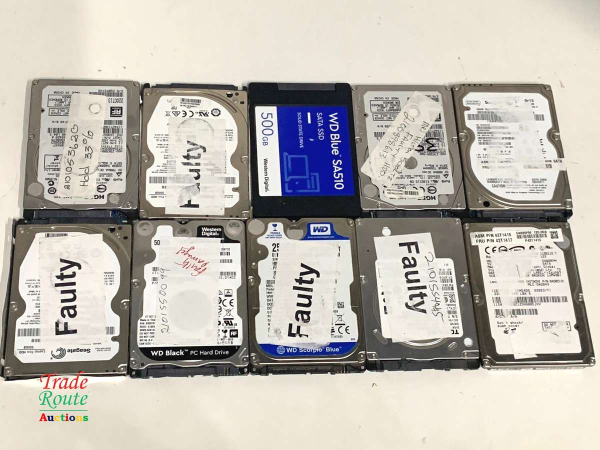 10 X HDD SSD LOT  - Salvage Stock - 1 bid gets all 10 - for Spares