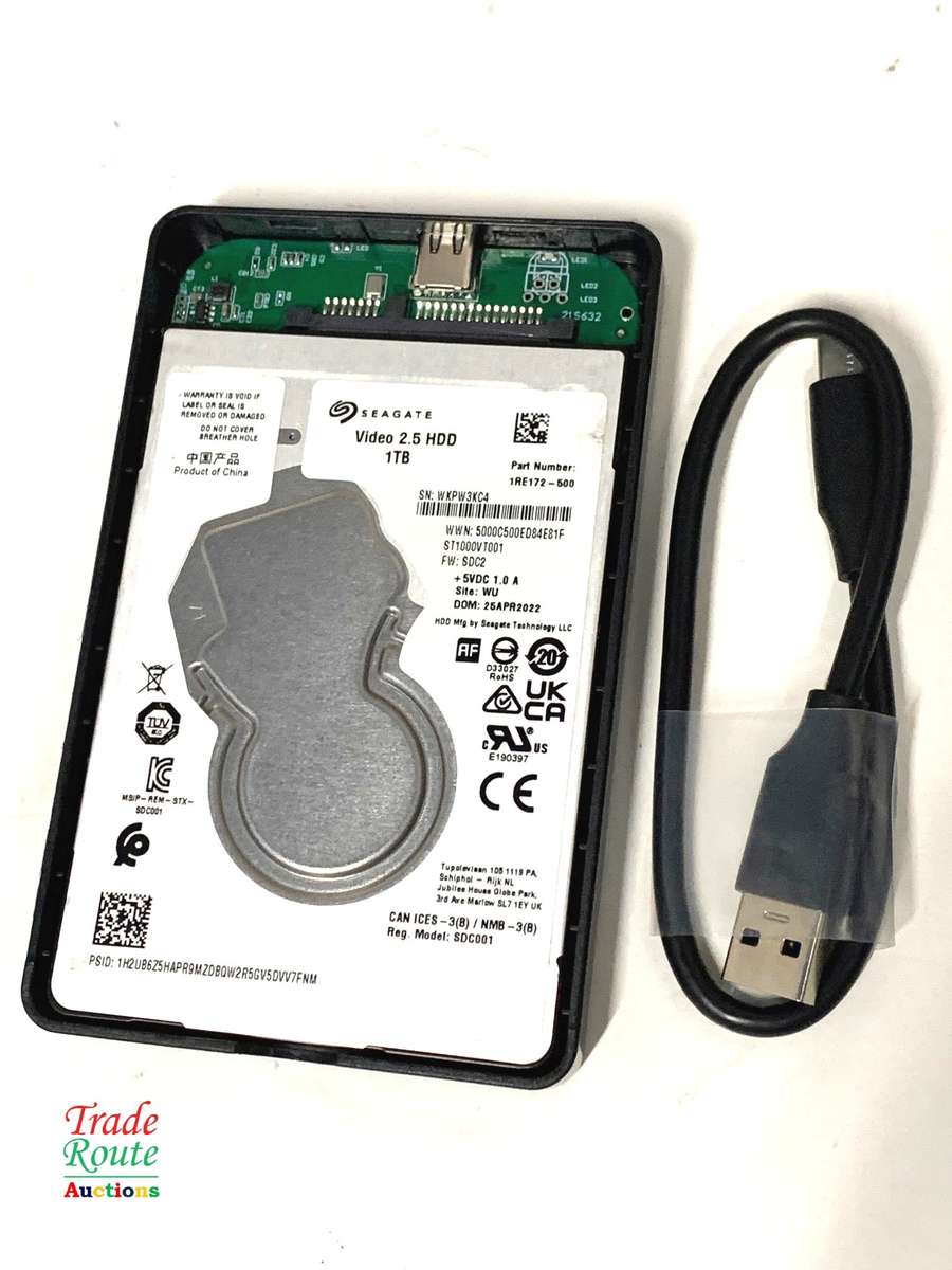 1 TB Seagate HDD with USB-C 3.1 External Case (1000 GB)