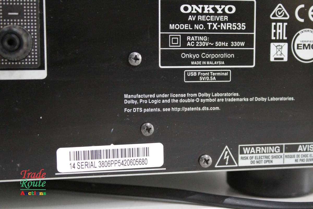 ONKYO TX-NR535 5.2- Channel Home Theater A/V Receiver - [ NO POWER ] [FOR SPARES OR REPAIR]