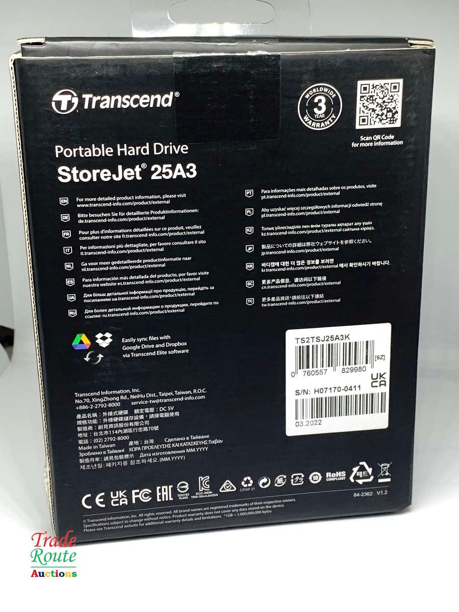 2TB External HDD - Transcend StoreJet 25A3 ** NEW OPEN BOX **