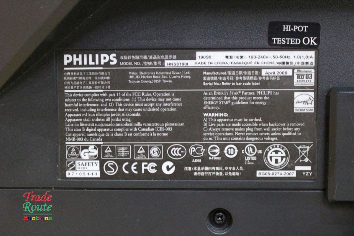 Philips 19 inch LCD Monitor 190S VGA DVI ports