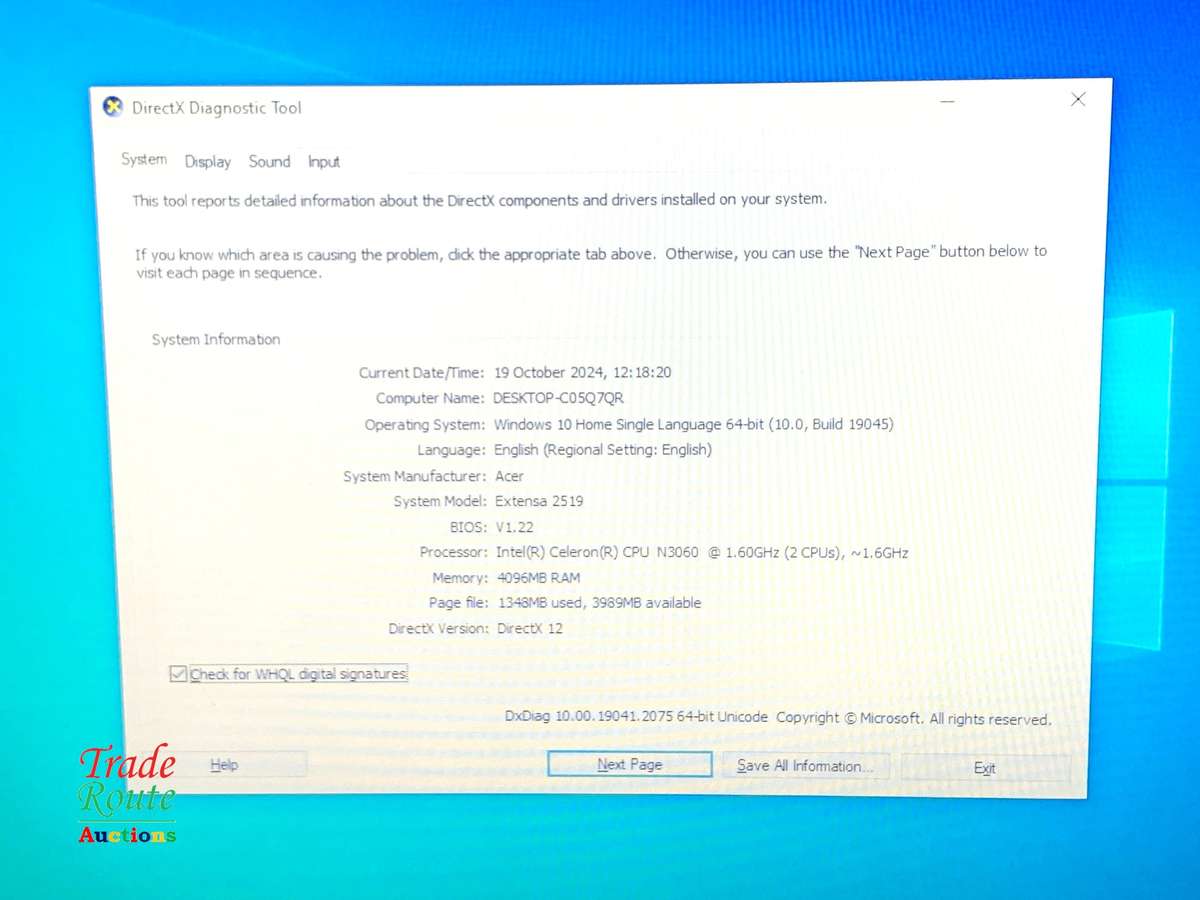 Acer Extensa 2519 15.6inch Laptop | Celeron N3060 1.6GHz | 4GB RAM | 500GB HDD