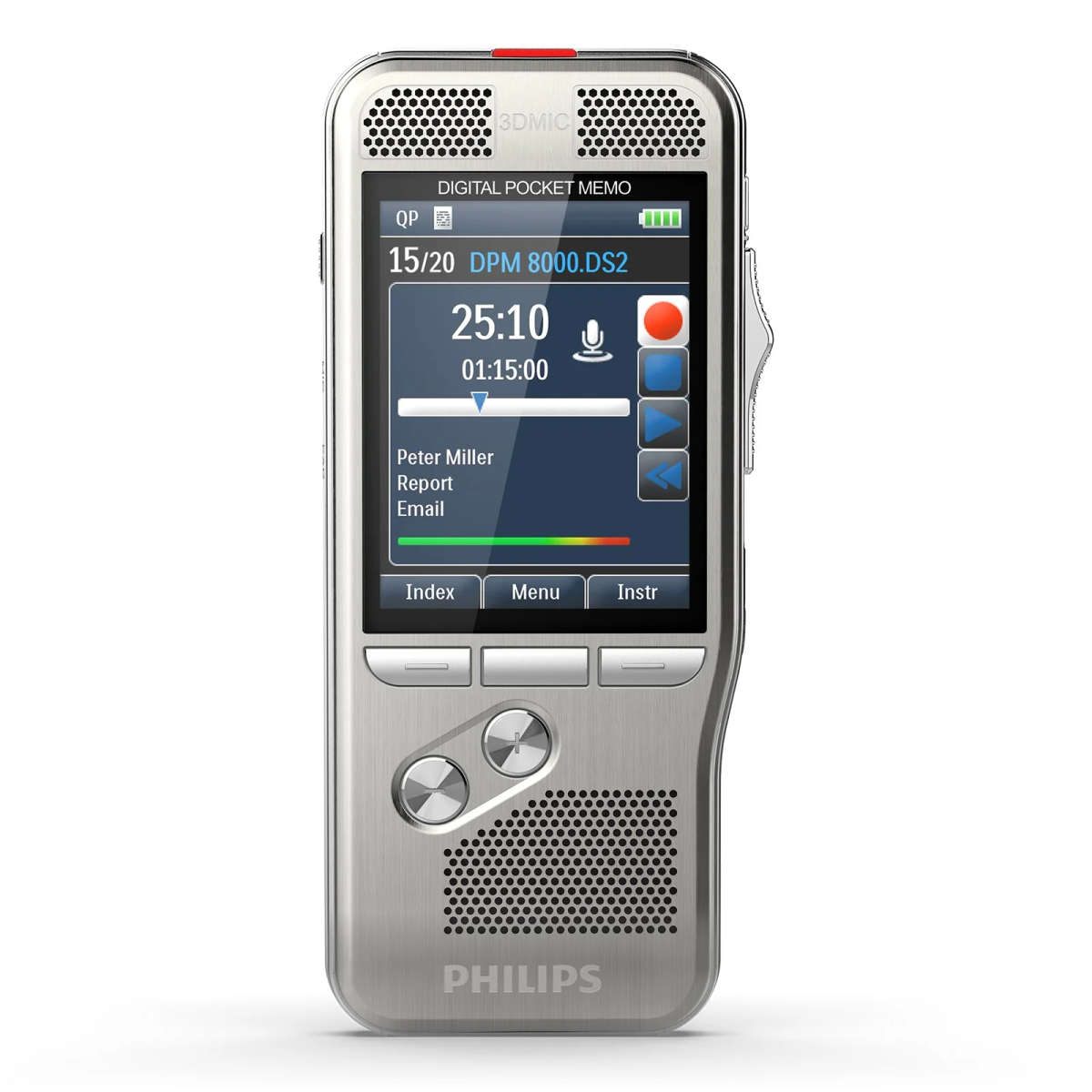 Philips DPM8100 Digital Pocket Memo Dictation Portable Voice Recorder 3DMIC
