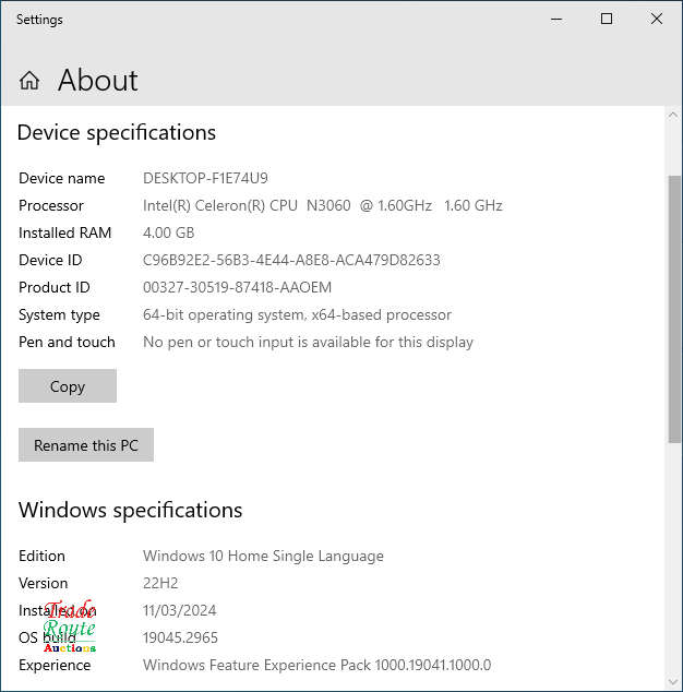 HP 15-bs0xxx Laptop 15.6 Inch | Intel Celeron N3060 1.6GHz | 4GB RAM | 500GB HDD - FAULTY BATTERY