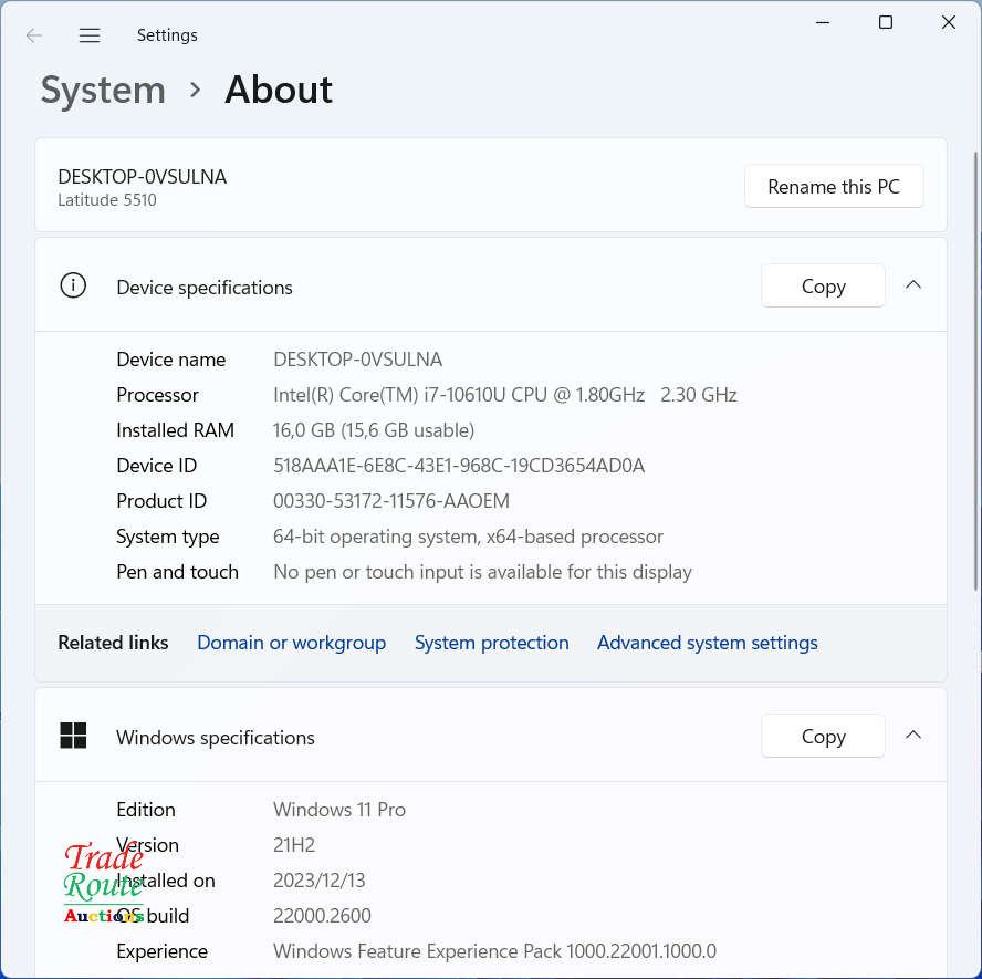 Dell Latitude 5510 10th Gen Notebook Core i7 10610U 16 GB Ram 512GB SSD 15.6" FHD Display