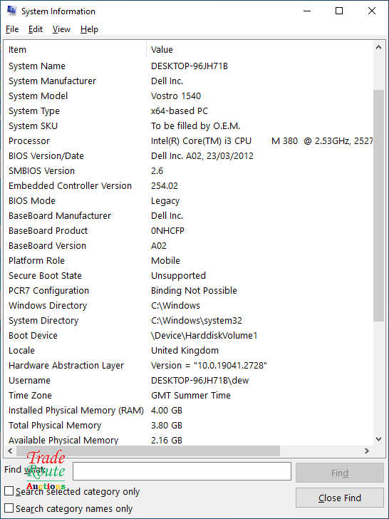 DELL VOSTRO 1540 LAPTOP | CORE i3 M380 2.53GHz | 4GB RAM | 500GB HDD - Faulty Battery