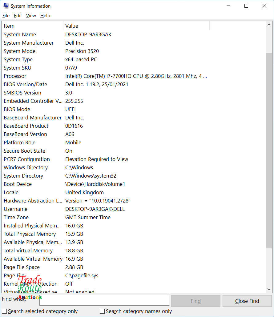 Dell Precision 3520 15.6" LAPTOP | Intel Core i7 7700HQ 2.8GHz  | 16GB RAM | 512GB SSD - Low Battery