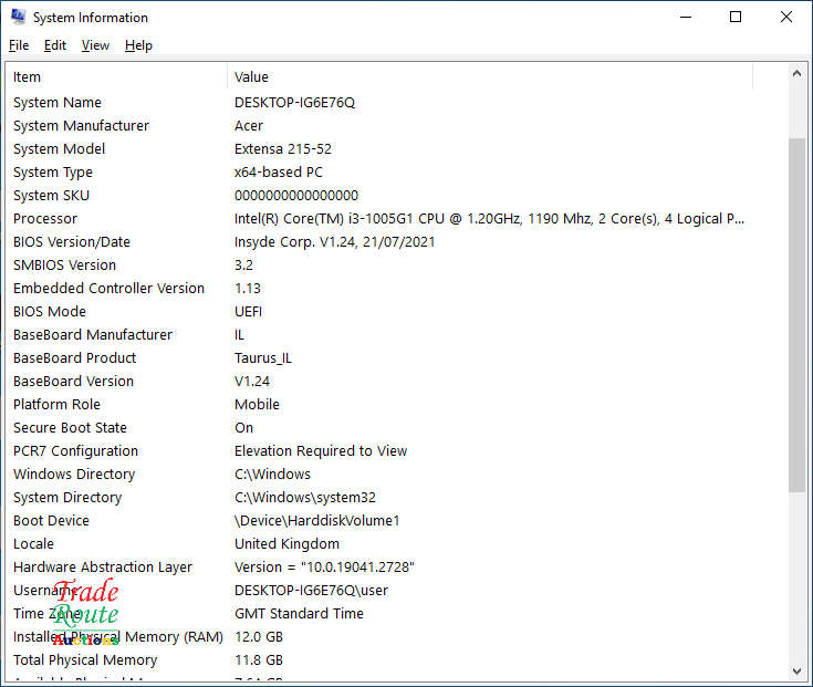Acer Extensa Laptop | Core i3 1005g1 10TH GEN | 12GB RAM | 1TB HDD - HINGE BROKEN SALVAGE FOR REPAIR