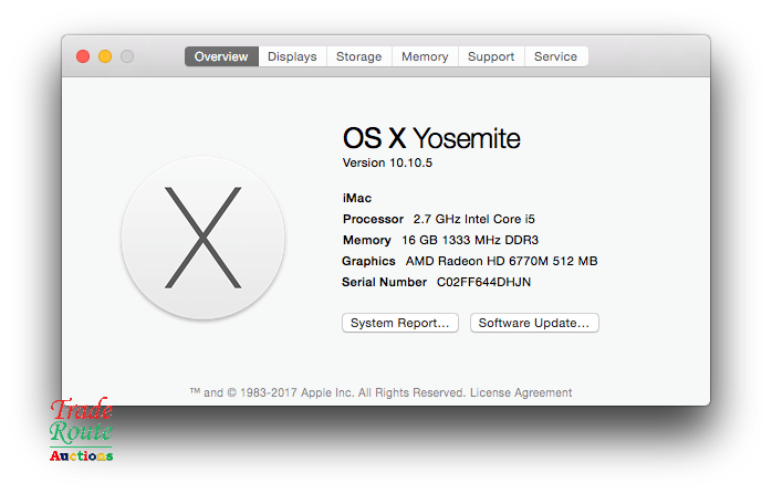 Apple Imac 21.5 Inch Core i5 2.7ghz 16GB RAM 1TB HDD