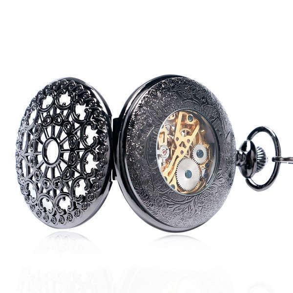 Mechanical Retro Style Skeleton Pocket Watch