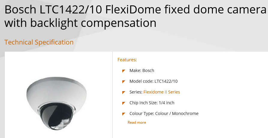 Bosch LTC1422/10 FlexiDome ii 3mm High Resolution fixed dome camera