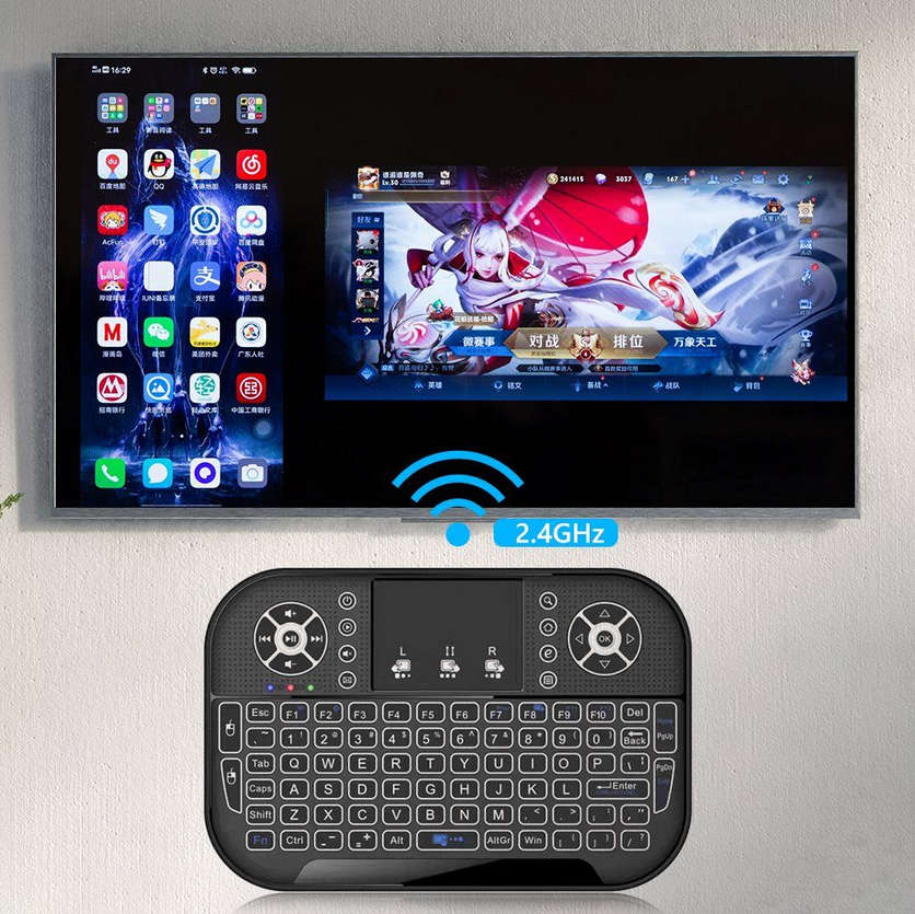 7 Color LED Mini Wireless Keyboard 2.4G Air Mouse Touchpad for smart TV, Laptops, Tablets