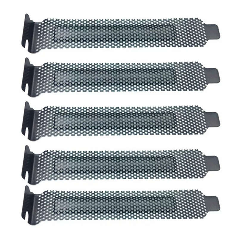 5pcs Hard Steel PCI Slot Covers with Dust Filter