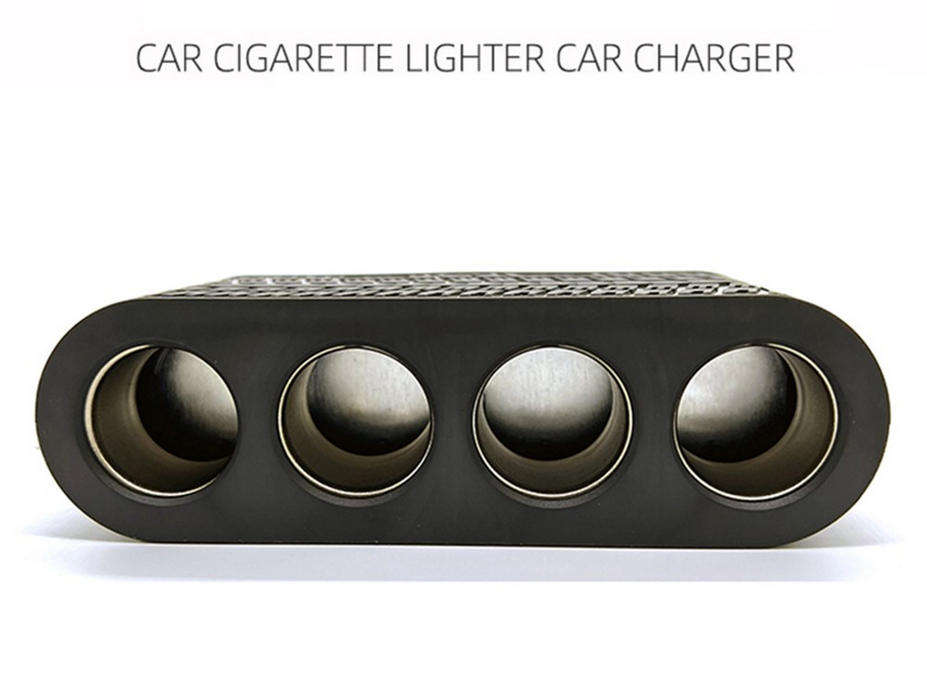 12V / 24V 1-to-4 Car Cigarette Lighter Sockets Adapter With 2x USB and Type-C Charging Ports