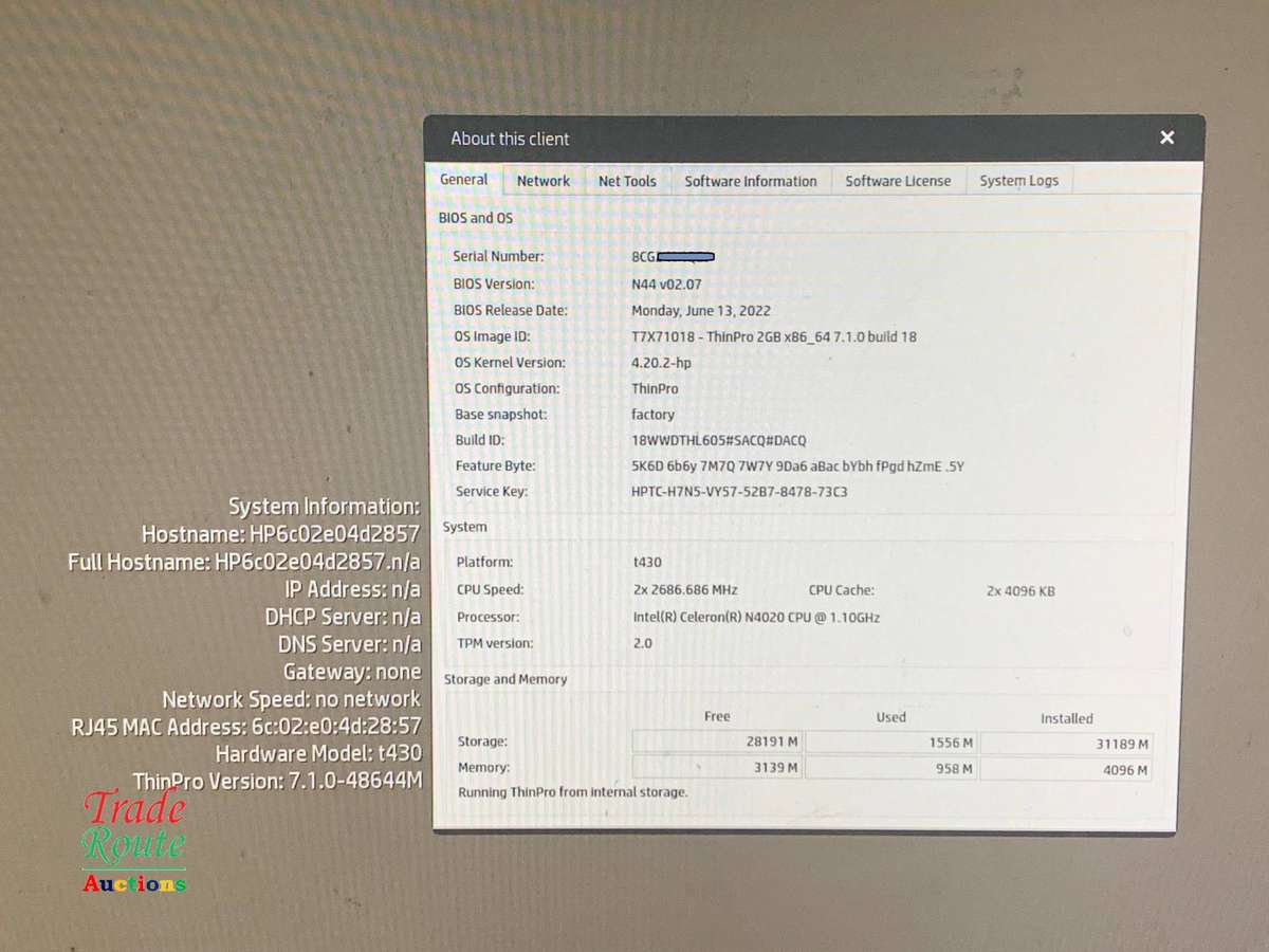 HP T430 Thin Client Computer 4GB RAM 32GB Flash DP+HDMI+WiFi ThinPro OS