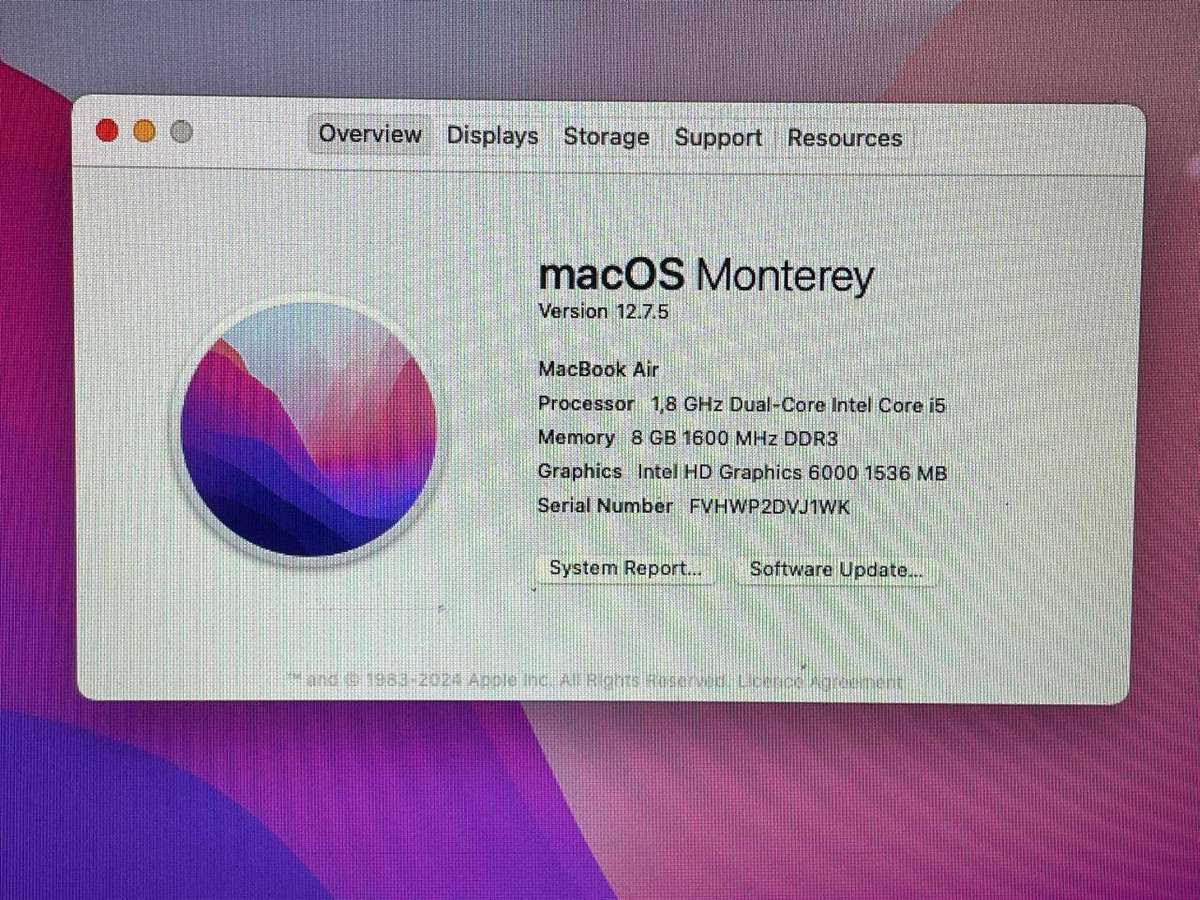 2017 MacBook Air 13.3-inch  MacOS Monterey